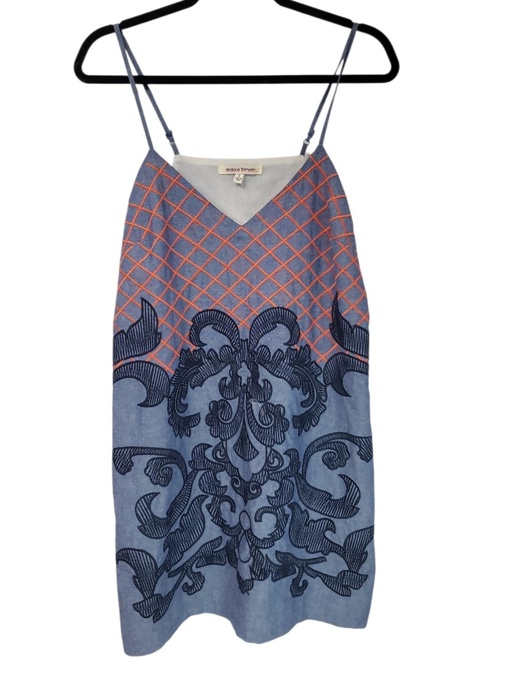 Festival Embroidered Fitted Dress Small Versona Jealous Tomato Cotton Blue